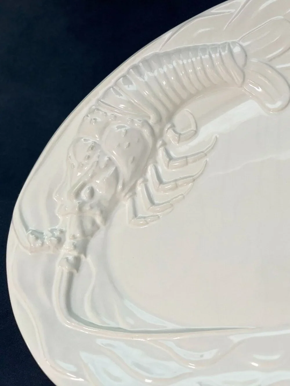 Vintage - A. Santos / Portugal Large Oval Lobster Serving Platter - White - EUC